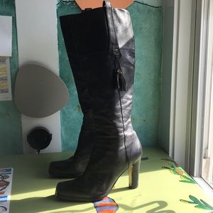 Nine West “Donnal” knee high black leather boot